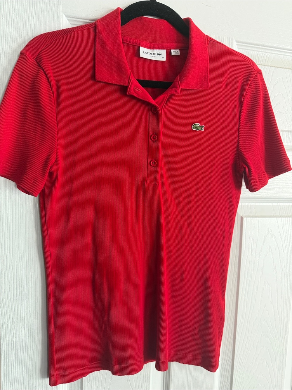 Lacoste Red Polo Shirt with Green Crocodile Logo